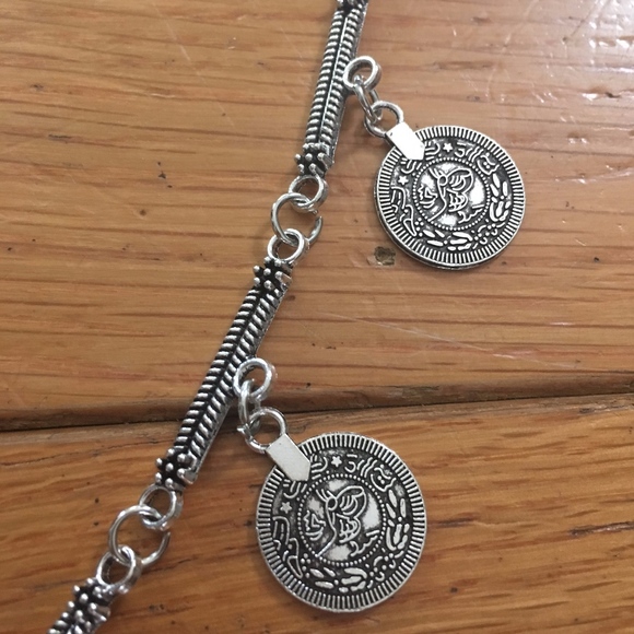 Coin Tassel Aged Silver Pendant Necklace - Picture 7 of 8